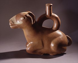 Stirrup sputed effigy jar of a dog (or possibly a deer) Country of Origin: Peru