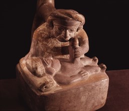 Ceramic vessel depicting an act of homosexual fellatio