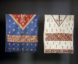 Two Inca ponchos with geometric designs, worn by a people of high status