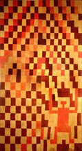 Nazca tunic with checkerboard design and schematic representation of a human figure