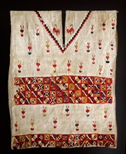 This Inca poncho, with interlocking designs, depicts plants and felines