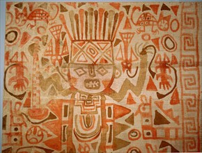A large, painted textile, common throughout the Late Intermediate Period