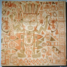 A large, painted textile, common throughout the Late Intermediate Period