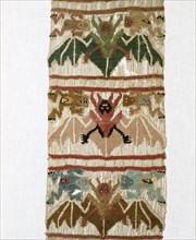 A textile from Pachacamac with bat and human designs