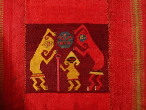 A Mochica textile showing three supernatural figures