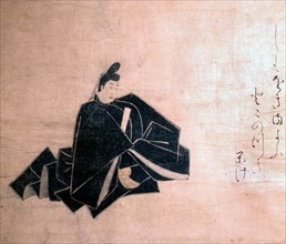 Portrait of Fujiwara Teika, from the Jidai Fudo Uta Awase Emaki, a book of the portraits and poems of 100 poets