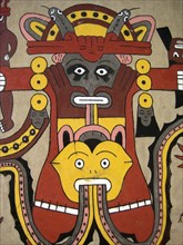 Reconstructed Nazca mural depicting an anthropomorphic mythological being