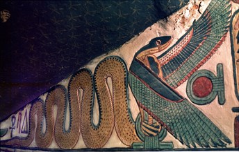 Painting of a winged cobra from the staircase leading to the burial chamber of Queen Nefertari