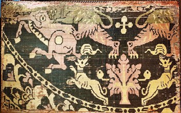 Oriental textile possibly of Syrian or Byzantine origin showing influence of Persian designs