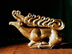 A stylized representation of a stag