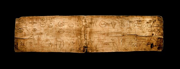 Birch bark picture record of a sacred song, probably part of the ritual of the Midewiwin shamanistic curing society