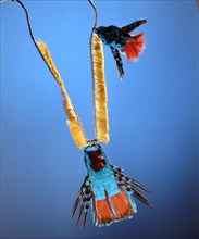 Headdress made of feathers from birds of the Amazon