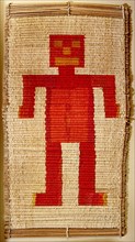 Textile with a design of a stylized man