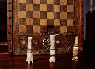 Chess pieces and a board