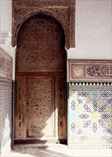 Door and tiling in interior courtyard of the Alcazar, Seville