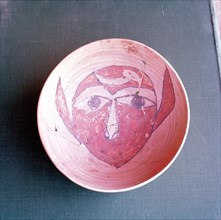Bowl from Faras painted with a long eared face
