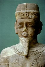 Large sandstone statue found in the ruins of the temple of Isis at Meroe, probably a guardian figure from the temple gateway