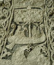 Detail of a carved funerary stone