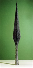 Bronze spear with a decorated silver hilt