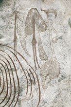Later Stone Age rock painting interpreted by recent scholars as recording a shamanistic trance dance known as simbo among the hunter gatherer Sandawe people