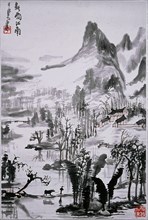 Painting by Li Ke jan: Southern Chinese Landscape in Spring Rain (hanging scroll)
