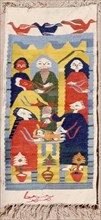 Wool tapestry of religious subject by Miriam Hermina (born 1936), a Coptic weaver and one of the first children to come to the school in old Cairo