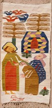 Wool tapestries of religious subject by Miriam Hermina (born 1936), a Coptic weaver and one of the first children to come to the school in old Cairo
