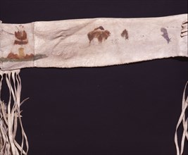 Gun case with ochre pictographs of a tipi and a buffalo
