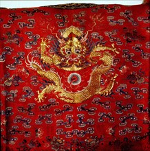 The back of an official court robe belonging to a eunuch of the court of the Empress Dowager Tzu hsi
