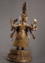 A statue of the eleven headed, eight armed Avalokitesvara, the Bodhisattva of Compassion