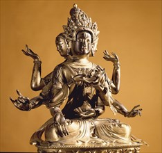 Statue of a feminine Bodhisattva in the form of Usnisavijaya, the goddess of longevity
