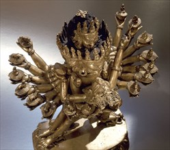 A yab yum icon of Hevajra (Eternal Thunderbolt) with his consort, who symbolises wisdom