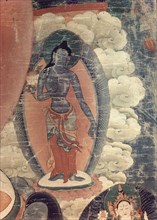 Detail from a Thangka Bodhisattvas attendant (right)