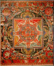 Thang ka depicting a mandala, used as an instrument of meditation