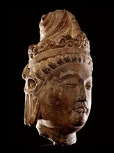 Head of a Bodhisattva with vortex coiffure