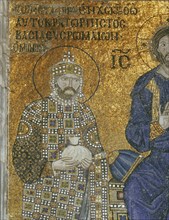 A detail of a mosaic in the Hagia Sophia in Istanbul showing Emperor Constantine IX Monomachus in imperial regalia
