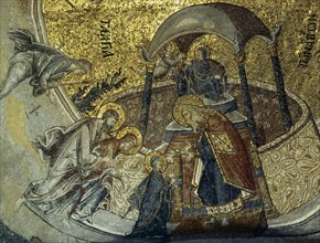 A mosaic in the Kariye Djami which forms part of a cycle of scenes created by Theodore Metochites