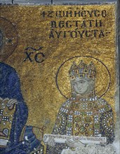 A detail of a mosaic in the Hagia Sophia in Istanbul showing Empress Zoe in imperial regalia