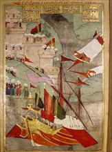Page from the Sahansahname, a chronicle of Ottoman Sultans, written by Loqman, probably illustrated by Nakkas Osman