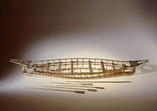 Model umiak frame made from bone and sinew