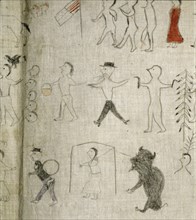Detail of a Winter Count, a pictographic calendar of Plains Indian history
