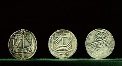 Coins depicting Viking longships