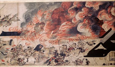 Detail from the HeijI scroll which depicts the Heiji Insurrection of 1159