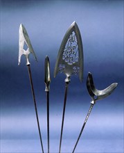 Several styles of steel arrows