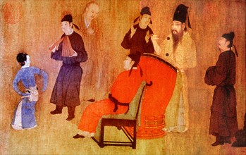 The Night Revelry of Han Xizai, by Gu Hongzhong the court painter sent by his suspicious monarch to spy on Han and to make a record of Hans licentious behaviour