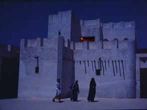 The ancient median of al-Shwaiheen, Sharjah photographed by the light of a full moon