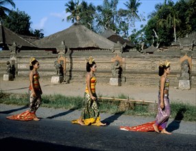 Women in elaborate costume during the Galungan festival