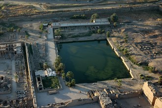 Aerial view of Karnak showing the sacred lake