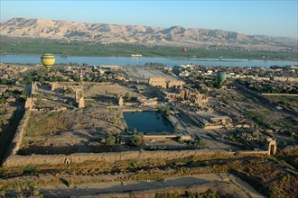 Aerial view of Karnak and the river Nile inthe distance