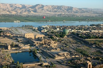 Aerial view of Karnak and the river Nile in the distance
